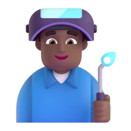 Man factory worker: medium-dark skin tone animated emoji