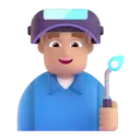 Man factory worker: medium-light skin tone 3D animated emoji