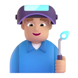 Man factory worker: medium-light skin tone animated emoji