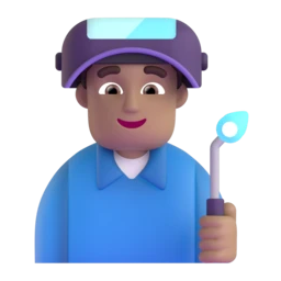 Man factory worker: medium skin tone animated emoji