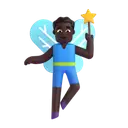 Man fairy: dark skin tone 3D animated emoji
