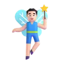 Man fairy: light skin tone 3D animated emoji
