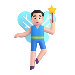 Man fairy: light skin tone animated emoji