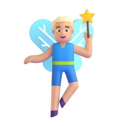 Man fairy: medium-light skin tone animated emoji
