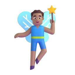 Man fairy: medium skin tone animated emoji