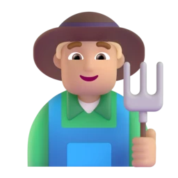Man farmer: medium-light skin tone animated emoji
