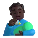 Man feeding baby: dark skin tone 3D animated emoji