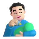 Man feeding baby: light skin tone 3D animated emoji