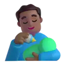 Man feeding baby: medium-dark skin tone 3D animated emoji
