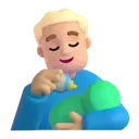 Man feeding baby: medium-light skin tone 3D animated emoji