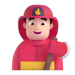 Man firefighter: light skin tone animated emoji