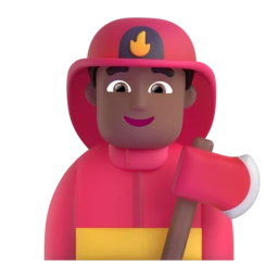 Man firefighter: medium-dark skin tone animated emoji