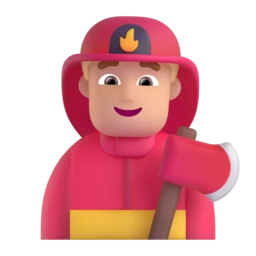 Man firefighter: medium-light skin tone animated emoji