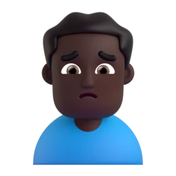 Man frowning: dark skin tone animated emoji