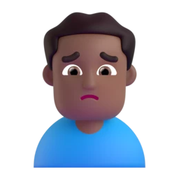 Man frowning: medium-dark skin tone animated emoji