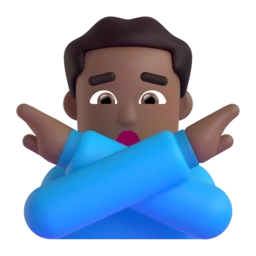 Man gesturing NO: medium-dark skin tone animated emoji