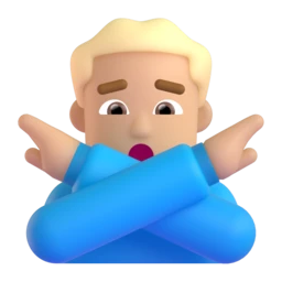Man gesturing NO: medium-light skin tone animated emoji