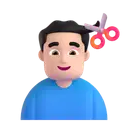 Man getting haircut: light skin tone 3D animated emoji