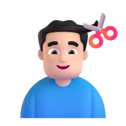 Man getting haircut: light skin tone animated emoji