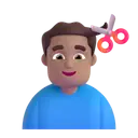 Man getting haircut: medium skin tone 3D animated emoji