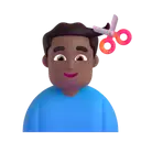 Man getting haircut: medium-dark skin tone 3D animated emoji