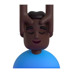 Man getting massage: dark skin tone animated emoji
