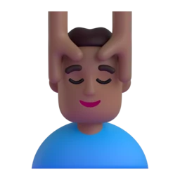 Man getting massage: medium-dark skin tone animated emoji