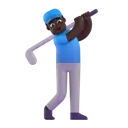 Man golfing: dark skin tone 3D animated emoji