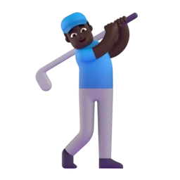Man golfing: dark skin tone animated emoji