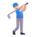 Man golfing: light skin tone 3D animated emoji