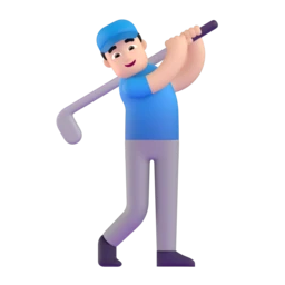 Man golfing: light skin tone animated emoji