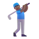 Man golfing: medium-dark skin tone 3D animated emoji
