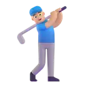 Man golfing: medium-light skin tone 3D animated emoji