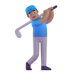 Man golfing: medium skin tone animated emoji