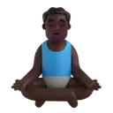 Man in lotus position: dark skin tone 3D animated emoji