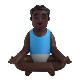 Man in lotus position: dark skin tone animated emoji