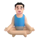 Man in lotus position: light skin tone 3D animated emoji