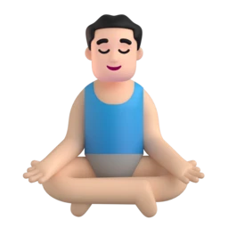 Man in lotus position: light skin tone animated emoji