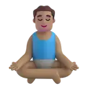 Man in lotus position: medium skin tone 3D animated emoji