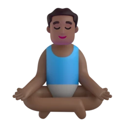 Man in lotus position: medium-dark skin tone animated emoji