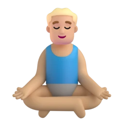 Man in lotus position: medium-light skin tone animated emoji