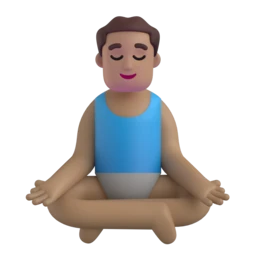 Man in lotus position: medium skin tone animated emoji