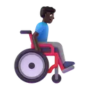 Man in manual wheelchair facing right: dark skin tone 3D animated emoji