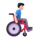 Man in manual wheelchair facing right: light skin tone 3D animated emoji