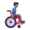 Man in manual wheelchair facing right: medium skin tone 3D animated emoji