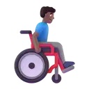 Man in manual wheelchair facing right: medium-dark skin tone 3D animated emoji