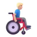 Man in manual wheelchair facing right: medium-light skin tone 3D animated emoji