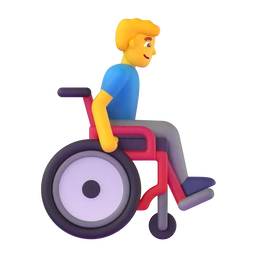 Man in manual wheelchair facing right animated emoji