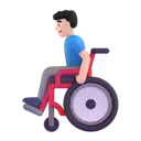 Man in manual wheelchair: light skin tone 3D animated emoji