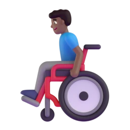 Man in manual wheelchair: medium-dark skin tone animated emoji